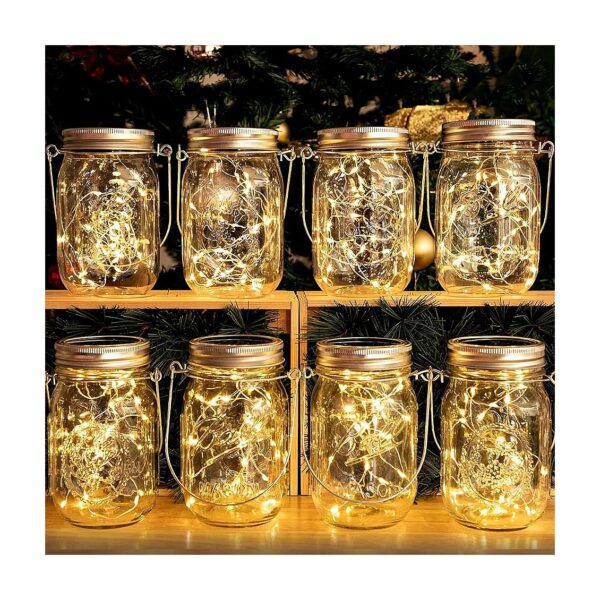 Solar Powered DIY Mason Jar Light Kit 8 Pack LED Warm White Color for Patio Garden Decor