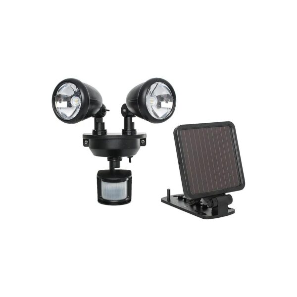 Solar Powered Dual Head Motion Activated LED Light for Outdoor Use