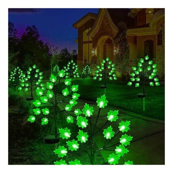 Solar Powered Fall Decorations with 40 LED Green Maple Leaf Lights