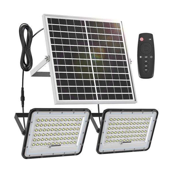 Solar Powered Flood Lights for Outdoor Use 1500LM Dual White Remote Control