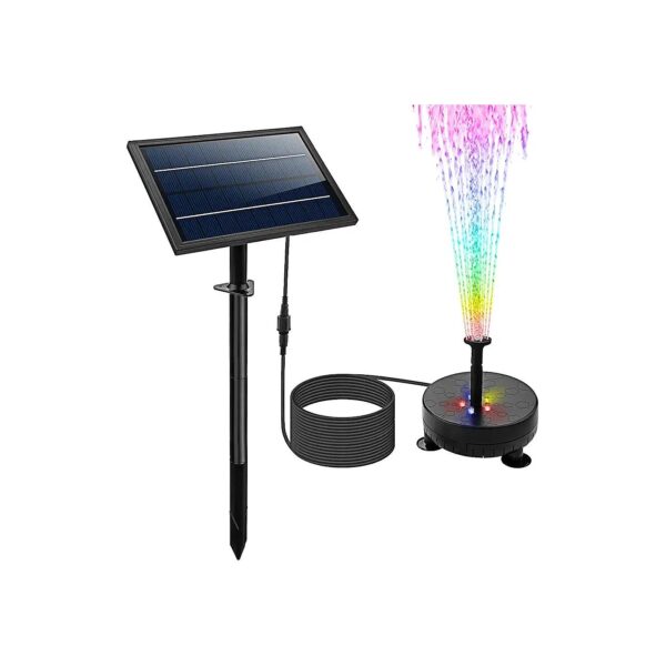 Solar Powered Fountain Pump Kit with LED Lighting for Pool Koi Pond Garden Bird Bath Use