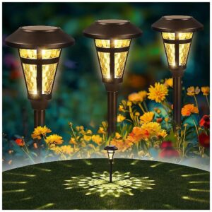 Solar Powered Garden Lighting Kit with Warm White LED Lights and Bronze Finish