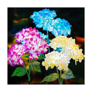 Solar Powered Garden Lights 3 Pack - Colorful Flower Lights for Outdoor Yard Decor