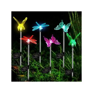 Solar Powered Garden Lights 6 Pack Color Changing Insects Outdoor Decor