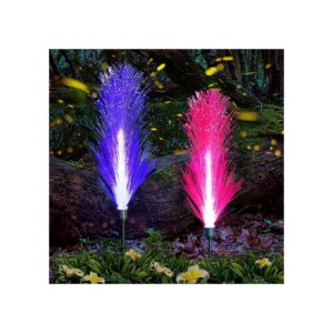 Solar Powered Garden Lights with 7 Color Changing Fiber Optic Flowers