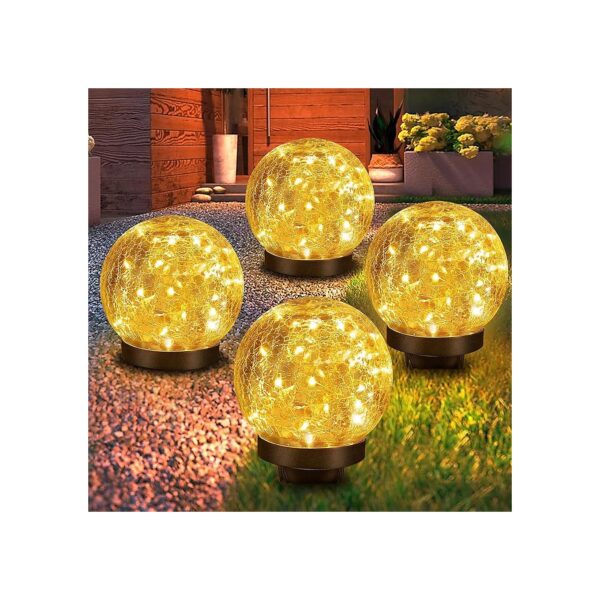 Solar Powered Glass Solar Lights with 2 Lighting Modes and 4 Globes for Lawn and Patio