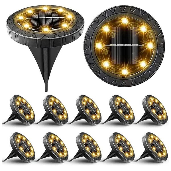 Solar Powered Ground Lights 12 Pack Waterproof LED Pathway Lighting for Outdoor Decor