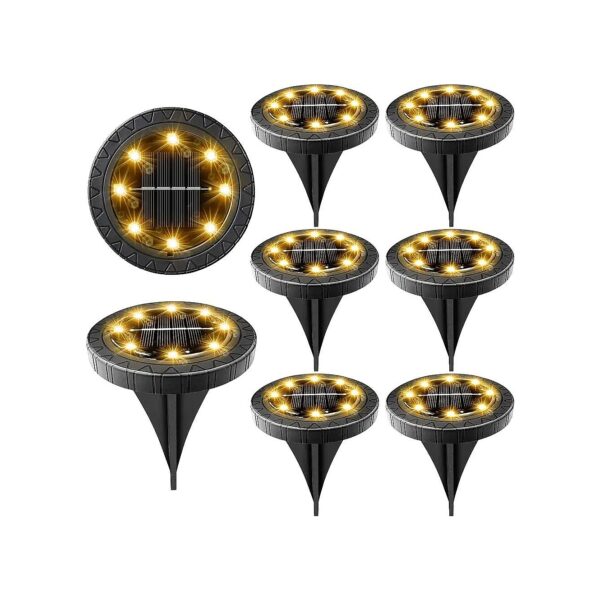 Solar Powered Ground Lights 8 Pack Led Disk Lights for Garden Patio Yard