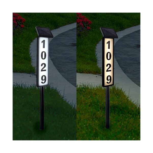 Solar Powered House Numbers Light with Crystalline Solar Panel and 2v Lithium Battery