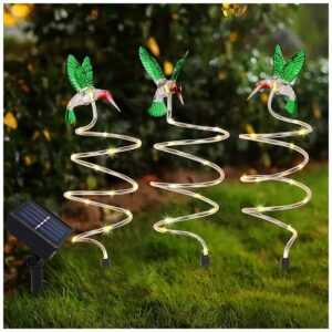 Solar Powered Hummingbird Statue Lights with 45 LED Spiral Tree and 8 Lighting Modes