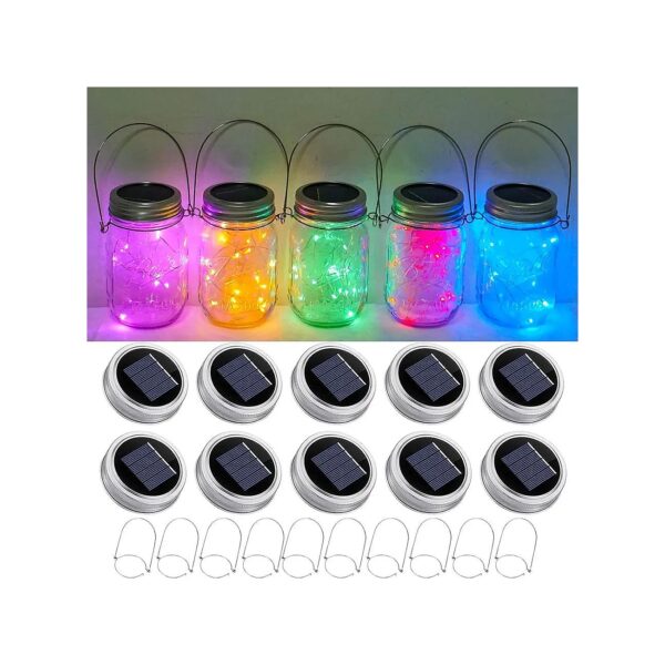 Solar Powered LED Fairy String Light Inserts for Mason Jars with Waterproof Hangers