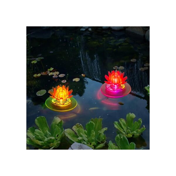 Solar Powered LED Floating Pool Lights for Swimming Pools and Ponds with Lotus Design