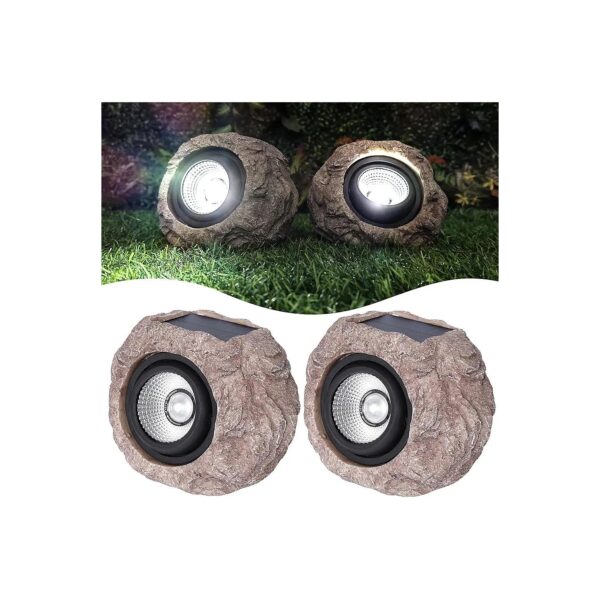 Solar Powered LED Garden Rock Lights with IP65 Waterproof Design