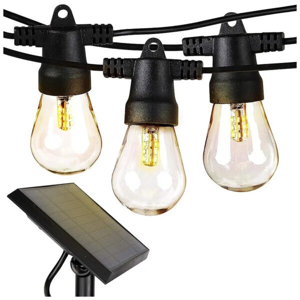 Solar Powered LED Outdoor String Lights with 12 Edison Bulbs