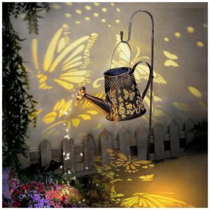 Solar Powered LED Watering Can with Copper String Lights, Perfect for Gift Giving