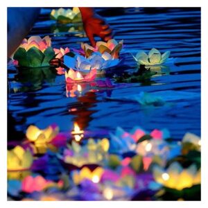 Solar Powered Lotus Flower LED Accent Light for Pool Pond Garden Night Lighting