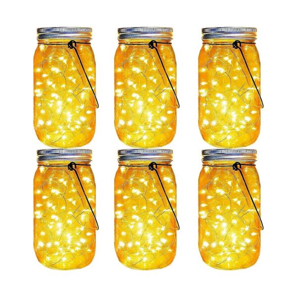 Solar Powered Mason Jar Lights with 30 LEDs, Glass Jar and Handles Included