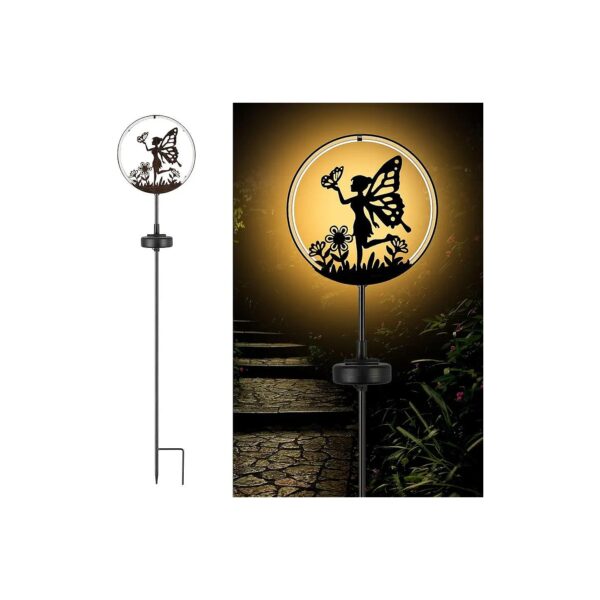 Solar Powered Metal Decorative Lights for Walkway or Courtyard with Flower Grass Angel