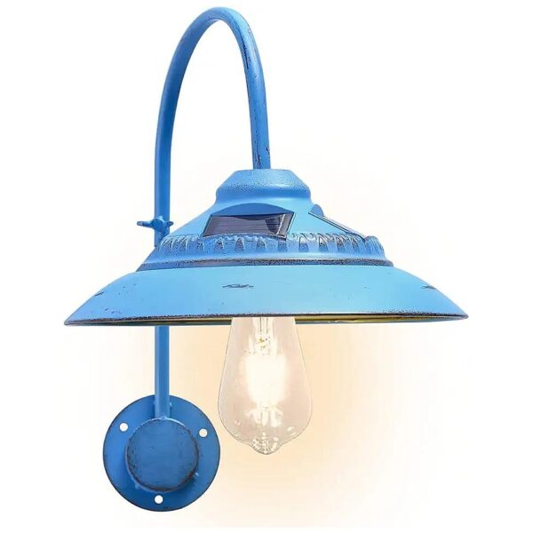 Solar Powered Metal Outdoor Light with Clear Glass LED Edison Bulbs and Gooseneck Fixture