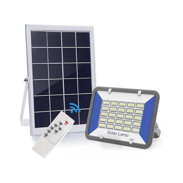 Solar Powered Outdoor Flood Light with Remote Control and Dusk to Dawn Automation