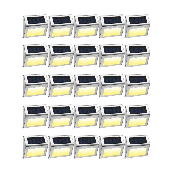 Solar Powered Outdoor LED Fence Lights Waterproof Garden Pathway Lighting 24 Pack