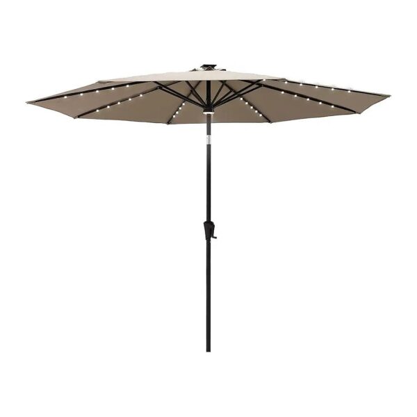 Solar Powered Outdoor Market Patio Umbrella with LED Lights and Tilted Shade