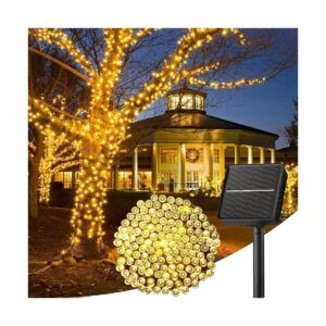 Solar Powered Outdoor String Lights with Soft and Flexible Wire and Warm White Glow