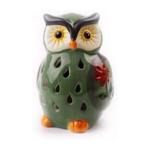 Solar Powered Owl Light with Beautiful Ceramic Design and LED Lighting