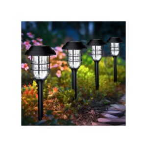 Solar Powered Pathway Lights 12 Pack Cold White Garden Outdoor Waterproof Lighting