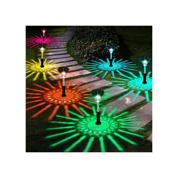 Solar Powered Pathway Lights 8 Pack Color Changing Warm White LED Outdoor Lighting