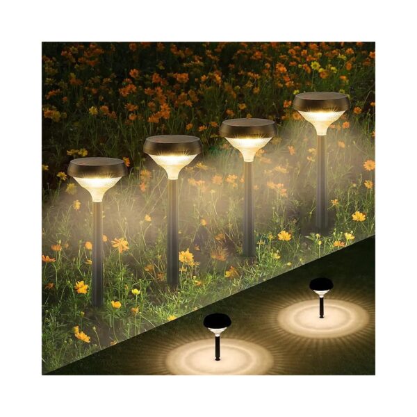 Solar Powered Pathway Lights for Patio or Yard Decor, 4 Pack, Waterproof and Long-Lasting