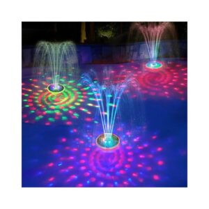 Solar Powered Pool Fountain with Underwater Lights for Inground and Above Ground Pools