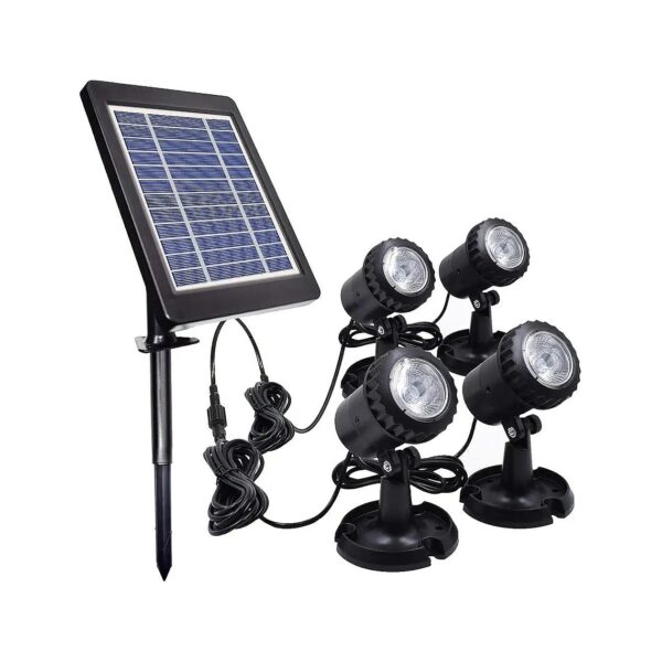 Solar Powered Pool Light with 4 Warm White Lamps for Underwater Landscape Decoration