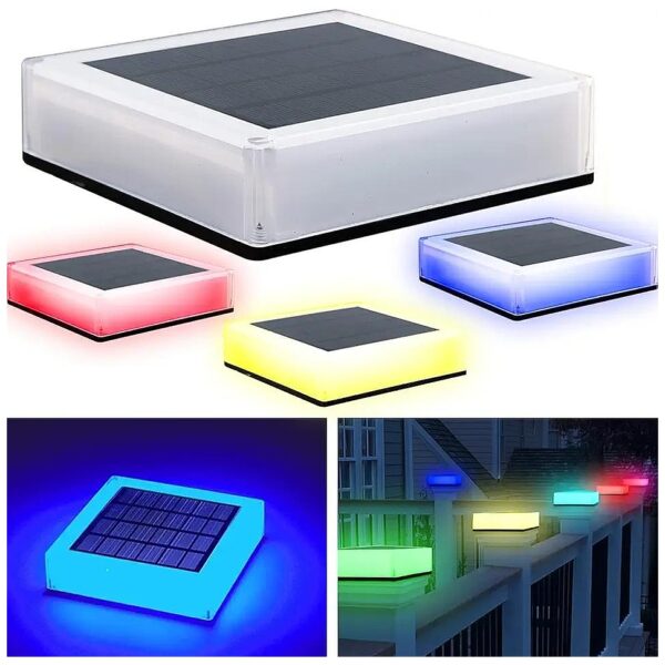 Solar Powered RGB Changing Color Post Cap Lights for Outdoor Garden Fence and Patio