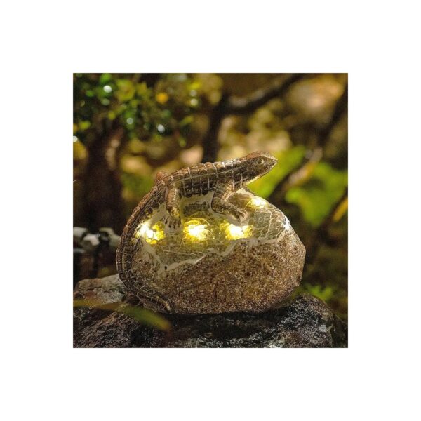 Solar Powered Resin Lizard Statue for Outdoor Garden and Yard Decor