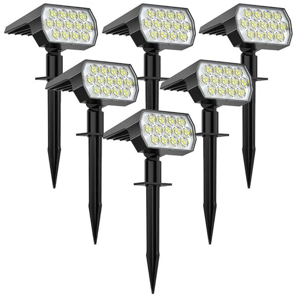 Solar Powered Security Lights with 6 Pack 52 LED Cool White Outdoor Garden Spotlights