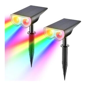 Solar Powered Spotlights with Color Changing and 8 Fixed Colors Options