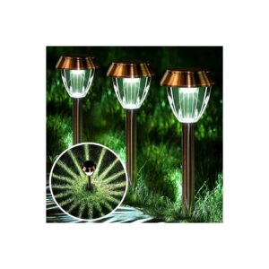 Solar Powered Stainless Steel Glass Pathway Lights for Yard and Garden