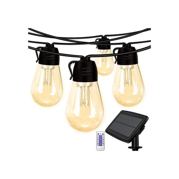 Solar Powered String Lights for Outdoor Events with 20 LED Bulbs and 50FT Cord