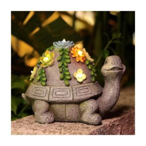 Solar Powered Turtle Statue with LED Lights for Special Occasions and Gift Giving