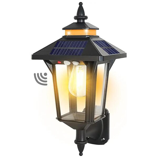 Solar Powered Wall Lantern Lights for Patio Doorway Yard with 3 Modes and Motion Sensor