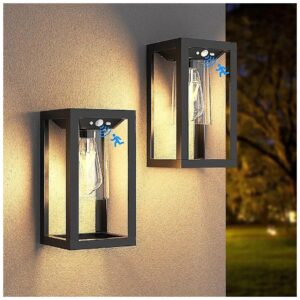 Solar Powered Wall Lanterns with Motion Sensor and 3 Lighting Modes