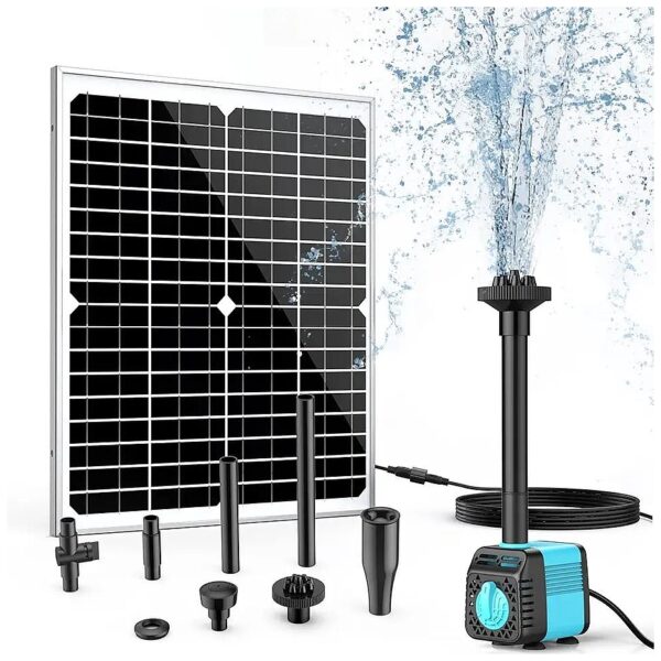 Solar Powered Water Fountain Pump for Small Outdoor Spaces with 15W Panel