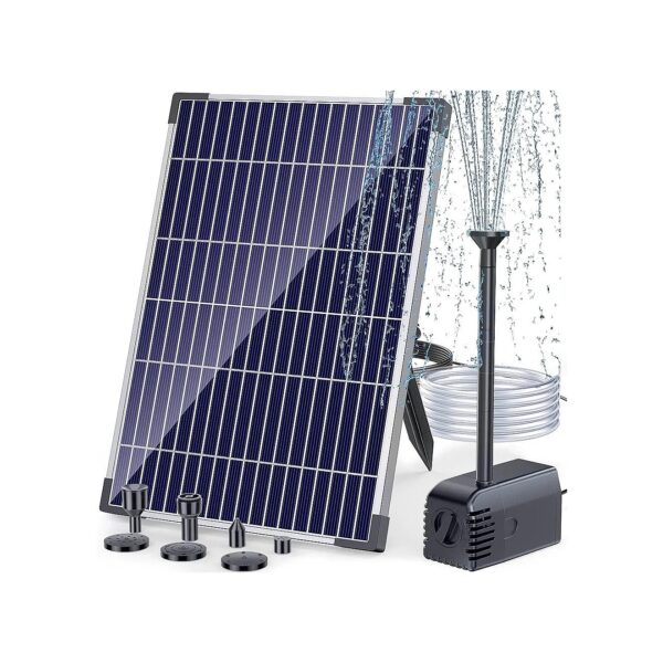 Solar Powered Water Pump Kit for Outdoor Pavilions and Gardens, 160GPH Flow Rate