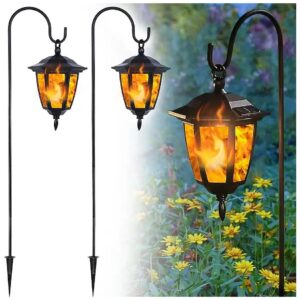 Solar Powered Waterproof Garden Lights with 2 Pack Hanging Lanterns