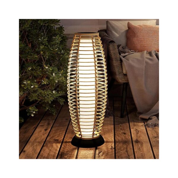 Solar Powered Wicker Outdoor Floor Lamp for Patio Yard and Garden Lighting