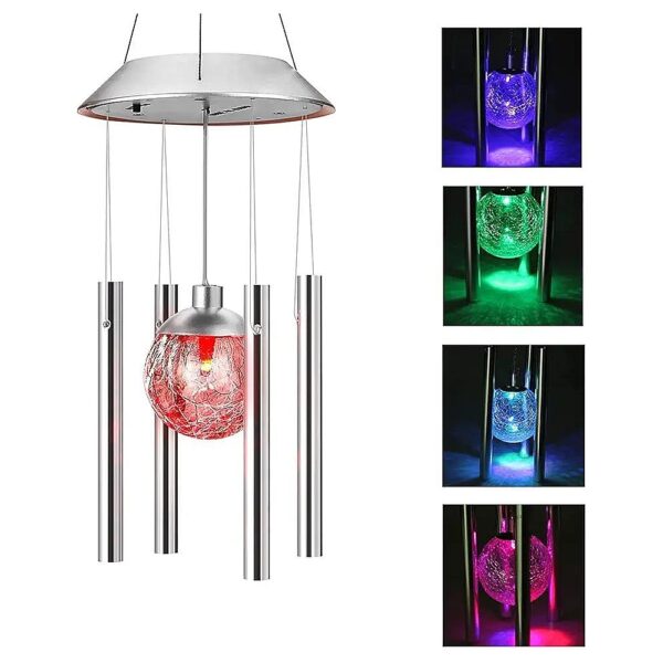 Solar Powered Wind Chime with Color Changing LED Lights for Garden