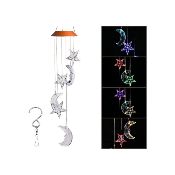 Solar Powered Wind Chime with Six Hanging LED Lights for Home and Garden Decoration