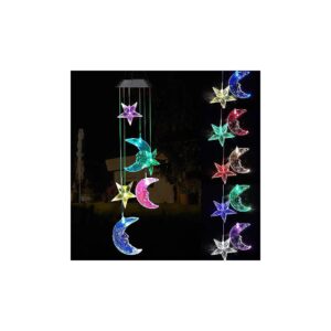 Solar Powered Wind Chimes with Star and Moon LED Lights for Garden Decoration