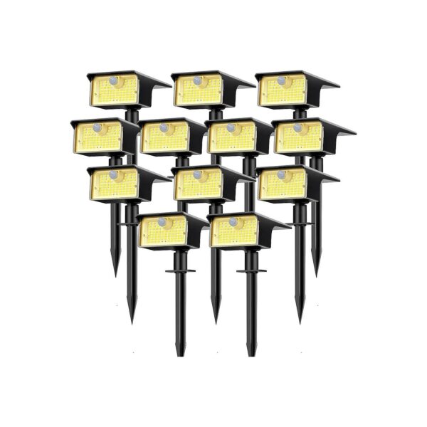 Solar Spot Lights with 62 LEDs 12 Pack Waterproof Outdoor Lighting for Yard and Garden